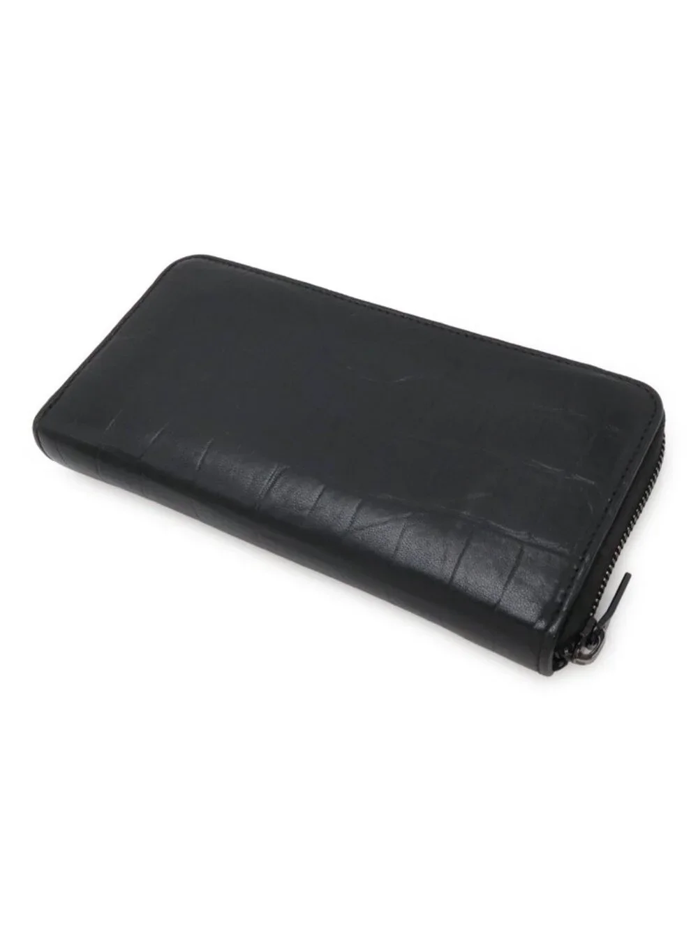 Saint Laurent Paris YSL Yves Zip Around Wallet Croco Like Leather Black - Picture 2 of 9